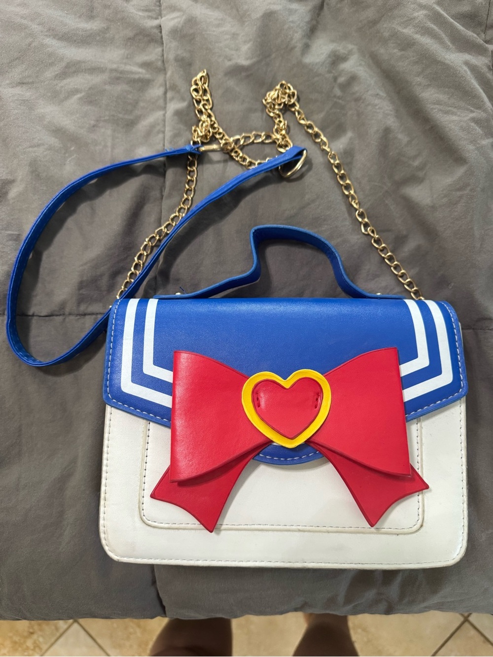 Sailor Moon Cosplay Crossbody Bag with Red Bow Accent